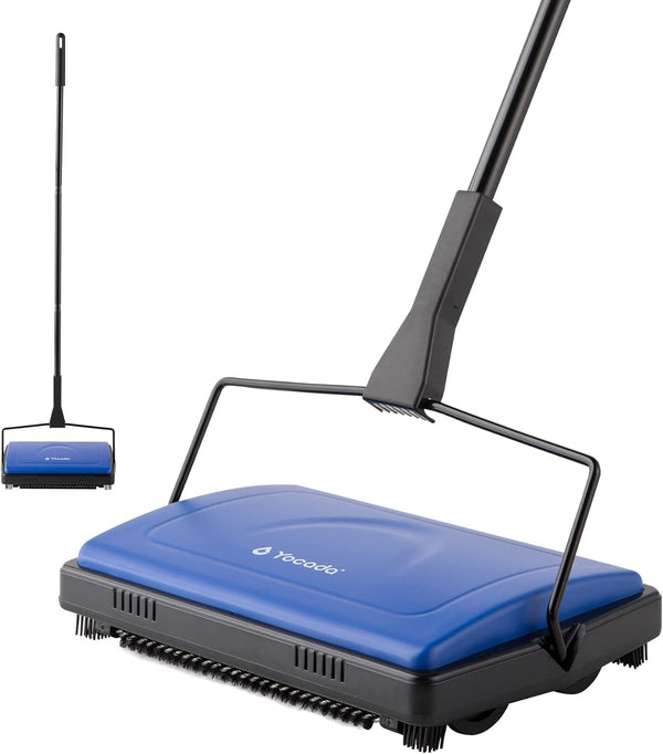 Yocada Carpet Sweeper Cleaner for Home Office, Dark Blue, Low Carpets and Rugs, Pet Hair Dust Cleaning Brush