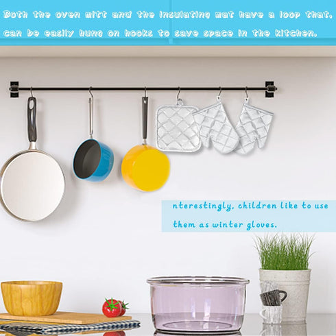 3 Pack 4-12 (7"x4.7", DOERDO Kid Oven Mitts for Children Heat Resistant Kitchen Mitts and Hot Pads, Great for Cooking