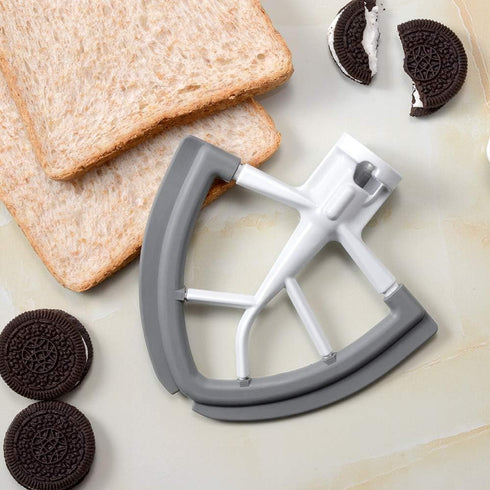 Flex Edge Beater for KitchenAid 4.5/5 QT Tilt Head Stand Mixer - Double Silicone Edge Mixer Paddle, White