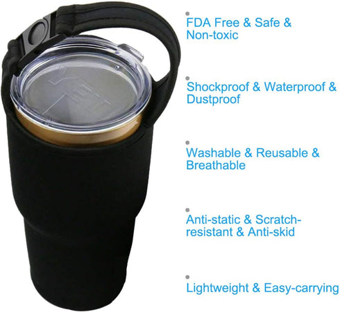2 Pack Tumbler Carrier Holder Pouch for 30oz Stainless Steel Travel Mug, DanziX Neoprene Sleeve with Handle