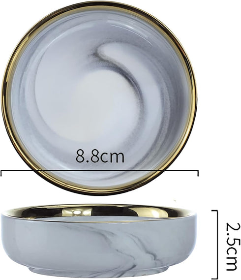 Colias Wing 3.5 Inch Elegant Marble Pattern Porcelain Side Dish Bowl Set of 4 for Soy Dipping Sauce
