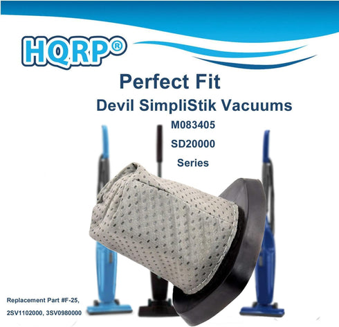 HQRP 2-pack Dust Cup Filter Replacement for Dirt Devil F25, Compatible with Simpli-Stik Vacuum Cleaner