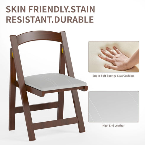 VTV Commercial Wooden Folding Chairs with Padded Cushion,Foldable Portable Chair Bamboo Folding for Indoor and Outdoor