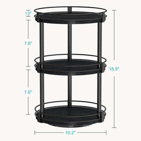3 Countertop, Countertop 10.2" 10.2" 18.5", Snughome Lazy Susan Organizer, Tier Rotating Spice Rack for Turntable Lazy