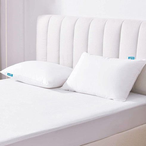 4 Pack Pillow Protectors with Zipper, Breathable & Noiseless, 100% Waterproof Pillow Cases, Standard Size White