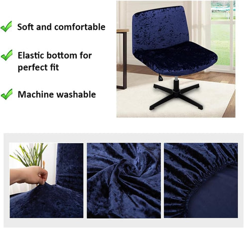 Acoolser Armless Chair Slipcover Criss Cross Accent Mid Back Wide Seat Swivel Task Chair Protector Stretch Removable