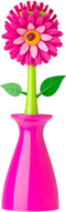 Vigar Flower Power Dish Brush with Handle and Vase Dish Brush Holder,