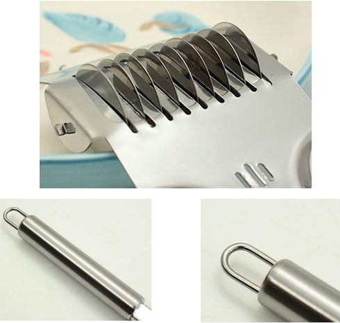 UpTuoLi Pasta Noodle Cutter, Stainless Steel Manual Noodle Lattice Roller Dough Cutter Pasta Spaghetti Maker Garlic