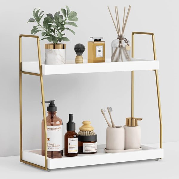 Forbena Bathroom Organizer Countertop, Counter Organizer for Bathroom Decor, Wooden Sink Shelf