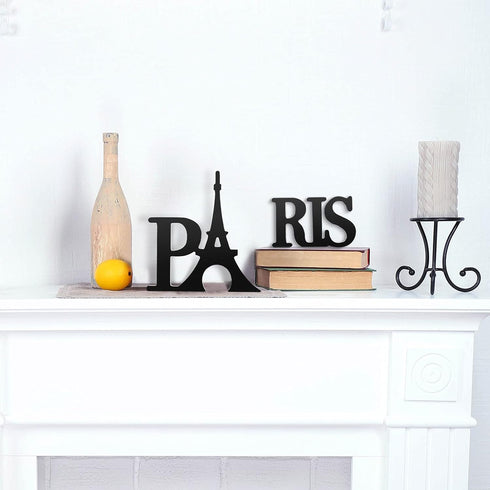 Blulu Wooden Eiffel Tower Table Decor, Paris Sign Letters for Bedroom, Living Room, Office, Bathroom (Black)