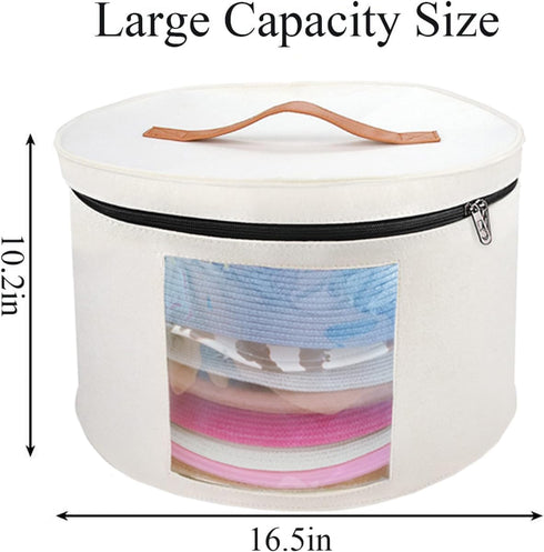 Hat Box-Hat Boxes for Women Storage Travel Felt Hat Box Large Round Hat Carrier Case Organizer Wide-Brim Cowboy Men Cowboys Caps Clothes Closet Storage Foldable Hat Box with Lids(1-White) by Memfish