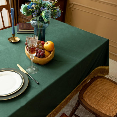 F-CHU 36 36 Inch Small Square Tablecloth x Velvet Table Cloth Solid Green Small Round Table Cover for Nightstand End