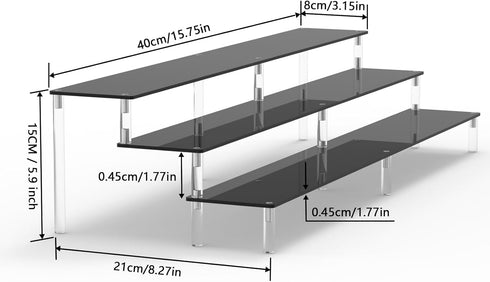 2 Packs 15 3/4 inch 3 AZEAM Acrylic Riser Display Stand Shelf Clear Tier Display Shelves Compatible with Figures