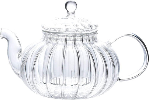 IwaiLoft NEW Glass Teapot with Infuser, Stovetop Safe Tea Kettle, 20OZ Blooming Tea Maker, Pumpkin