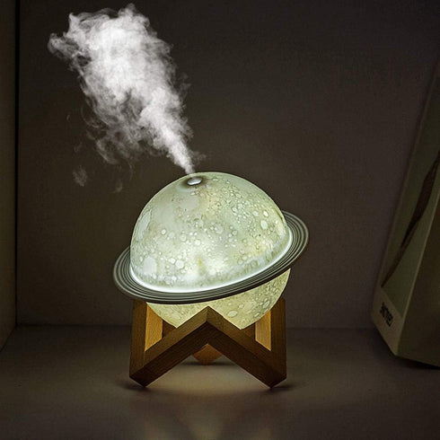 Moon Lamp Humidifier, 2 in 1 Night Light & Humidifier with USB Recharge, 3 Colors 3D LED Moon Light with Stand,