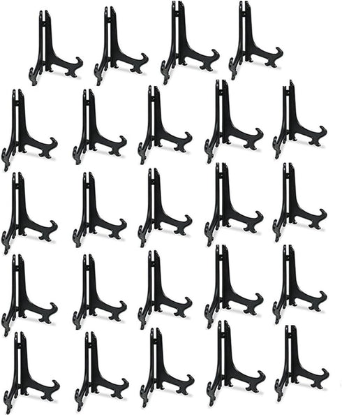 Artliving 4" Black Plastic Cookie Holder Display Stand, Place Card Holder Easels for Weddings, Birthday Party (24 Pack)