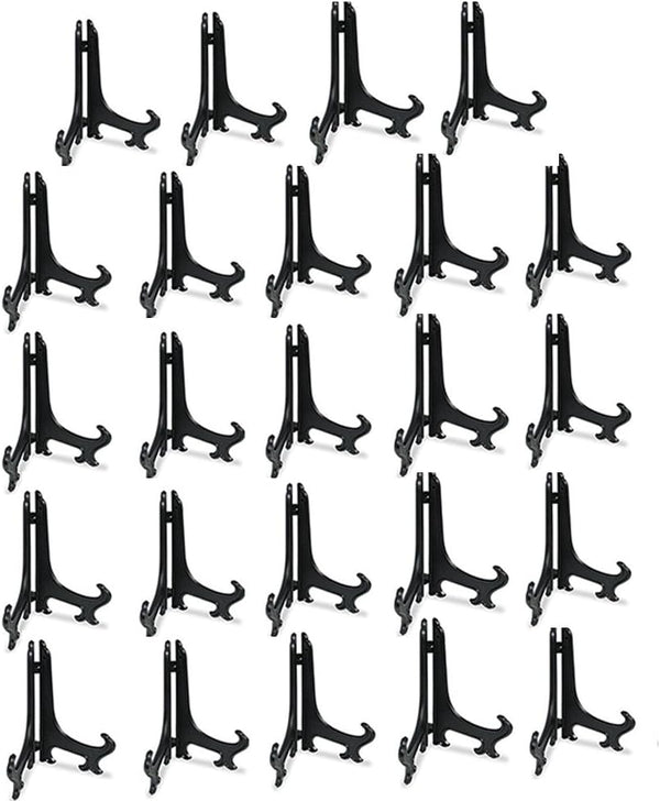 Artliving 4" Black Plastic Cookie Holder Display Stand, Place Card Holder Easels for Weddings, Birthday Party (24 Pack)