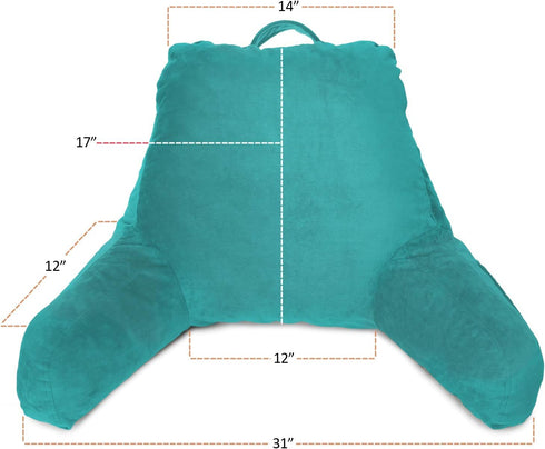 Clara Clark Reading Pillow with Shredded Memory Foam for Sitting Up in Bed and Couch, Back and Arms Adjustable Support