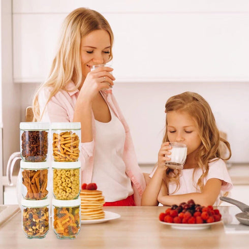 20oz 6Pack 6Pack) Hoa Kinh Glass Overnight Oats Jars with Lids, Leak Proof Small Stackable Jars Kitchen Canisters