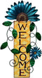 Welcome Sign for Front Door Decor, Metal Flower Hanging Wall Art for Indoor Outdoor Patio Garden Yard, 15.25X8.5In (C)