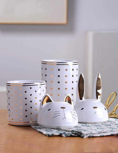 HAUCOZE Rabbit Cookie Jar Decorative Candy Jar with Lid, Modern Ceramic 8.1inch