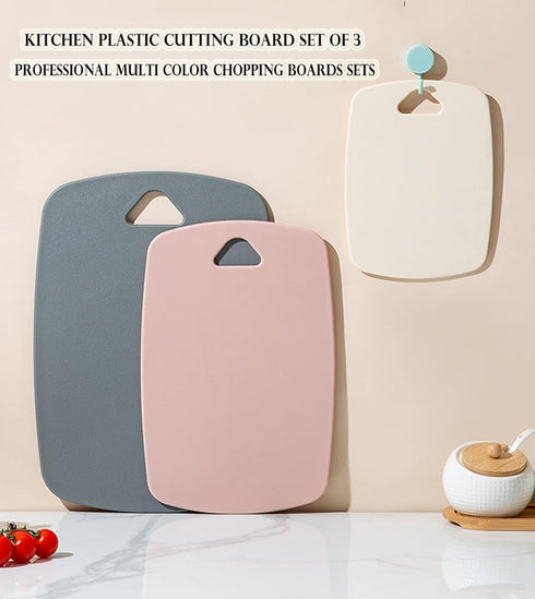 Cutting Boards for Kitchen, Plastic Cutting Board Set of 3, Thick Chopping Boards for Meat, Veggies, Fruits, Dishwasher