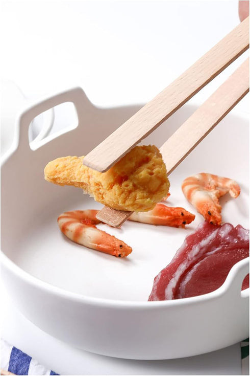 2 Pieces Natural Bamboo Toast Tongs, 10.2 Inches Long Tongs with Anti-slip Design for Toaster, Fruits, Bread & Pickles,
