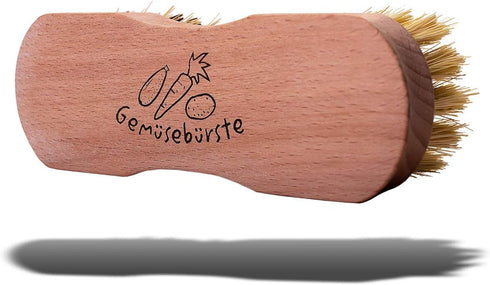 Set 2 Valentino Garemi Vegetable Brush Natural Wood Cleaning Brushes for Fruits & Vegetables Kitchen Scrub Brush