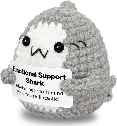 AicooFest Emotional Support Shark Positive Crochet Animals Shark Gifts, Decor Shark Stuff, Handmade