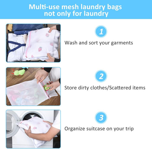 GOGOODA 7Pcs Mesh Laundry Bags for Delicates with Premium Zipper, Clothing Washing Bags for Travel and Laundry