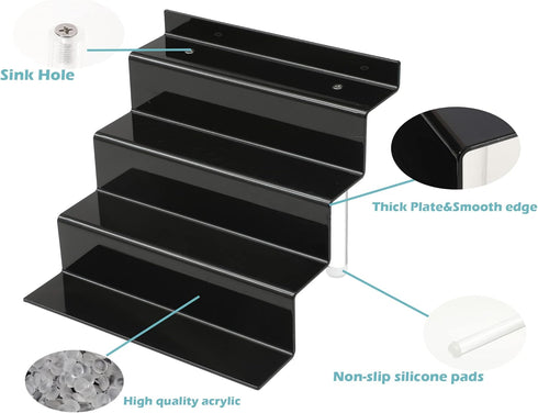 Display,4 (2Pack 9x6'') Acrylic Stands for Tier Black Cupcakes Perfumes Figurines Display Stand Risers Shelf