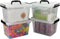 Kekow 6L Clear Storage Box, Plastic Latch Box with Black Handle, 4-Pack