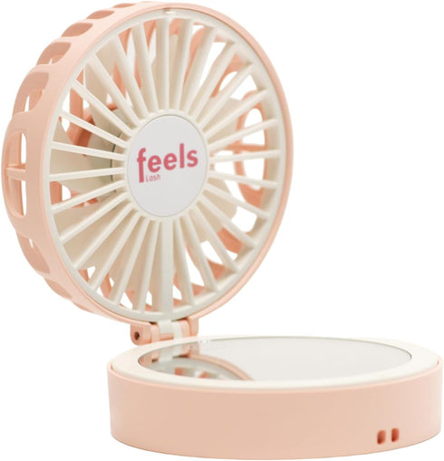 Compact Mini Fan Mirror, Handheld Portable USB Rechargeable Adjustable Speed Fan for Makeup Travel