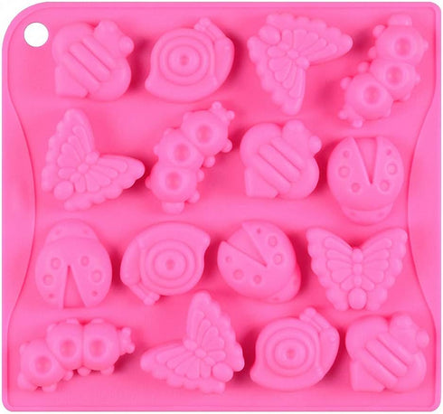 2Pcs 16 Cavity Insect Silicone Molds - Butterfly Snail Ladybug Bee Chocolate Candy Mold