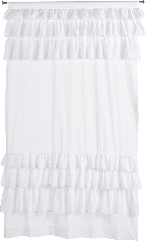 Madison Park White Cotton Ruffle Window Panel, Solid Anna Voile, 50X84, 1-Panel Pack, Farmhouse Decor