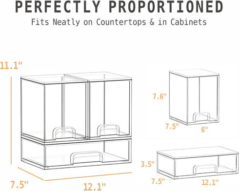 Gajiuhon Countertop, 3-Piece Baby Bottle Organizer, Large Capacity Stackable Acrylic Storage with Non-Slip Pads