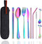 Travel Utensils Set with Case - Reusable Stainless Steel Silverware, 9 Pcs Portable Cutlery Set for Lunch Boxes,