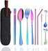 Travel Utensils Set with Case - Reusable Stainless Steel Silverware, 9 Pcs Portable Cutlery Set for Lunch Boxes,