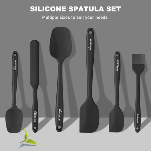 NileHome Silicone Spatula Set, 6 Pieces Food Grade Kitchen Utensils with Silicone Brush, Heat Resistant BPA-free Rubber