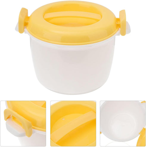 CALLARON Soup Microwave Rice Cooker Steamer Bowl: Portable Food Steamer Pot for Pasta, Fish, Vegetables, Ramen (Random