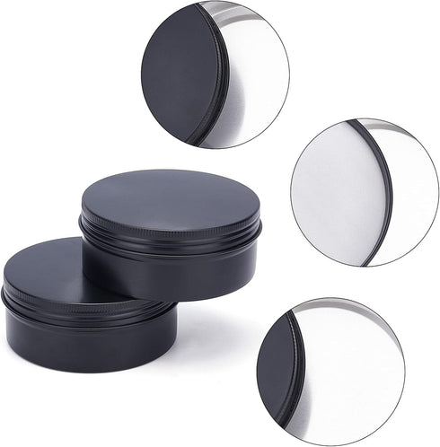 BENECREAT 5 Packs 8oz Matte Large Black Aluminum Tin Can Round Metal Tins with Screw Lid for Spices and Treats