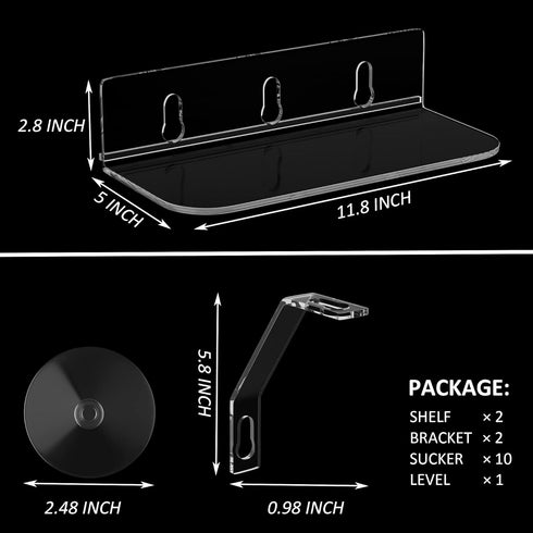 12 Inch Toiletries(2 Pack) Clear Acrylic Windows Plant Shelves, Window Plant Stand with Legs, No Need Drilling Indoor