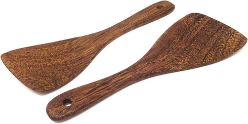 Honbay 2PCS Wooden Rice Spoon, Rice Paddle for Kitchen Cooking, Oblique Head Design