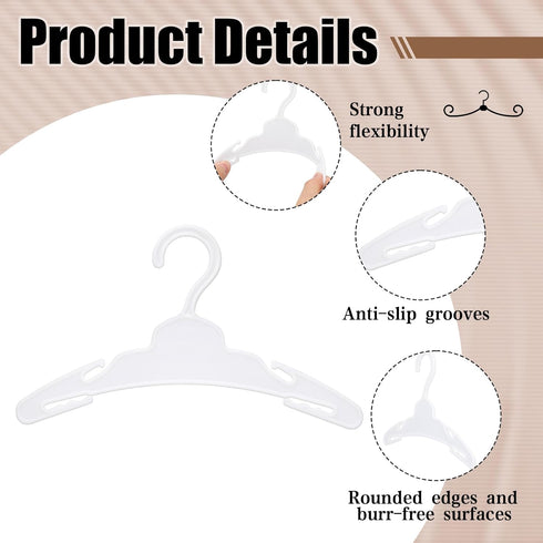 50 18 Inch Soulchen Pcs Doll Clothes Hangers for Dolls, White Plastic Clothes Hangers with Non-Slip Clips, Space-Saving