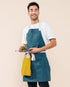 Caldo Daily Cotton Kitchen Apron for Cooking - Adjustable Straps with Pockets and Towel Loop, Spruce