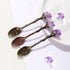 2pcs Retro Crystal Antique Spoon, Amethyst Crystal Alloy Mini Coffee Tea Spoons for Home Office Ice Cream