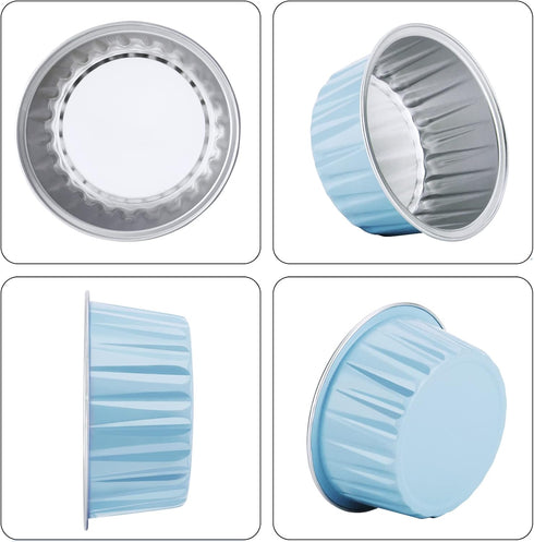 EUSOAR Assorted Colors Cupcake Muffin Liners, 5oz Aluminum Baking Cups with Lids, 50pcs