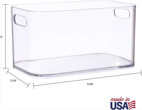 STORi Bliss 10" x 6" Open Compartment Clear Plastic Organizer, Rectangular Makeup & Vanity Container, Set of 2
