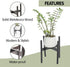 Wood 12.2" x 13.8" Plant Stand Indoor Outdoor, Wooden Single Floor Plant Pot Holder, Natural Plant Stand, Boho Plant Self Holder, Assembly Required (Black, Excluding Potted Plants)