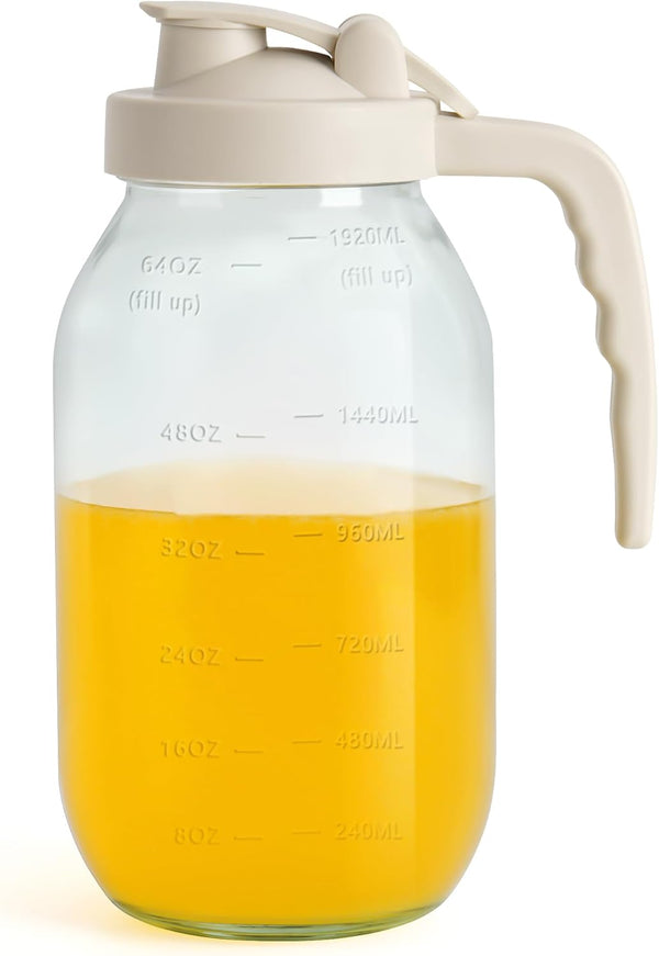 YORY 2 Quart Glass Pitcher with Filter Lid Airtight Cold Water Jug for